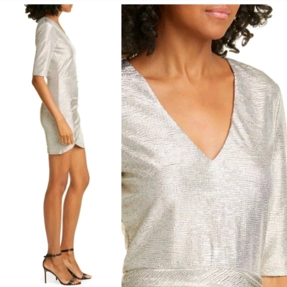 Alice + Olivia Judy dress with metallic V-Neck Mini Dress 0 New without tags. - Picture 6 of 16